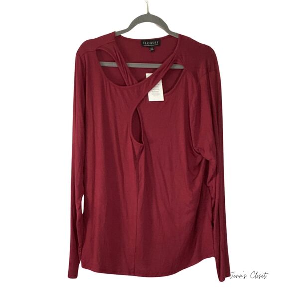 NWT Eloquii Burgundy Cutout Top, Size 22/24 - Picture 2 of 4